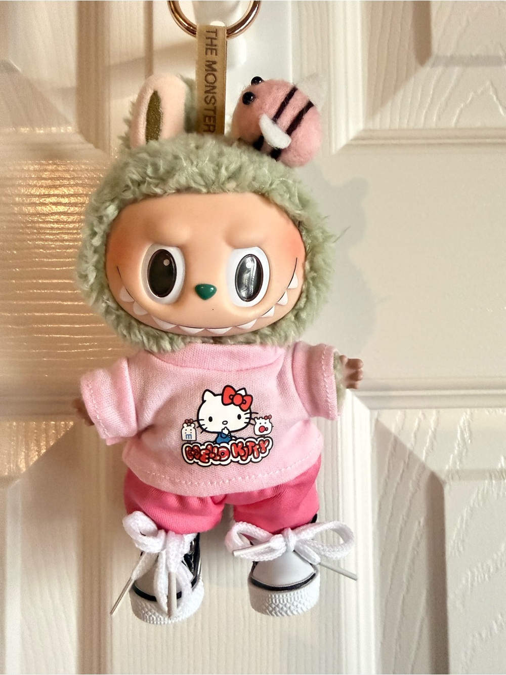 Pop Mart Green Labubu & Hello Kitty Pink Outfit Doll with “Converse”